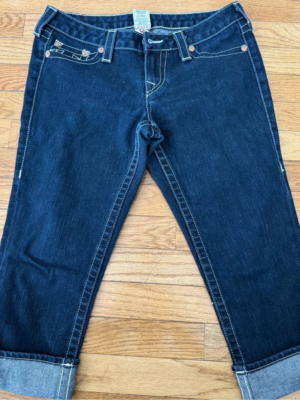 True Religion Dark Indigo Cuffed Capris
